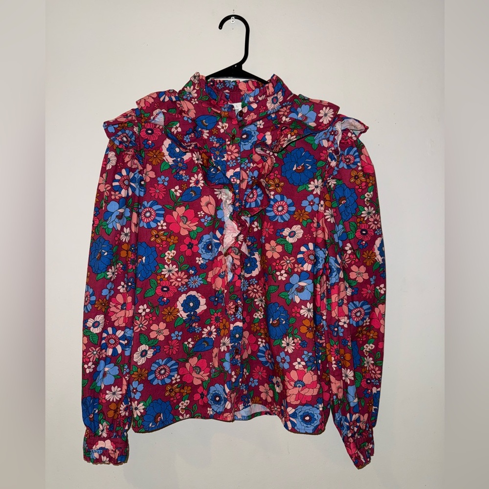 Karlie Multicolor Floral Ruffle Blouse